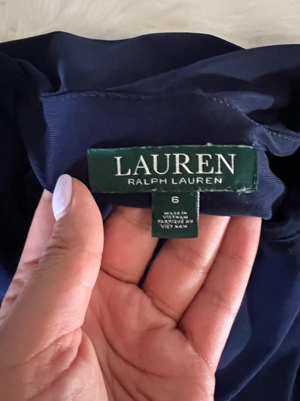 Lauren Ralph Lauren Essentials navy & white form fitted dress sz 6 $134MSRP - Picture 6 of 10